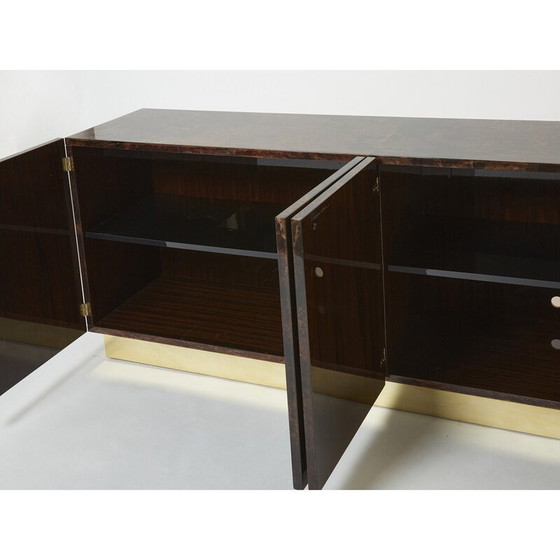 Image 1 of Buffet vintage en parchemin brun et laiton par Aldo Tura, Italie 1960