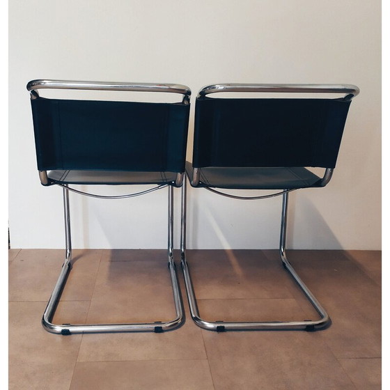 Image 1 of Paire de chaises vintage en cuir noir de Marcel Breuer pour Gavina, 1960