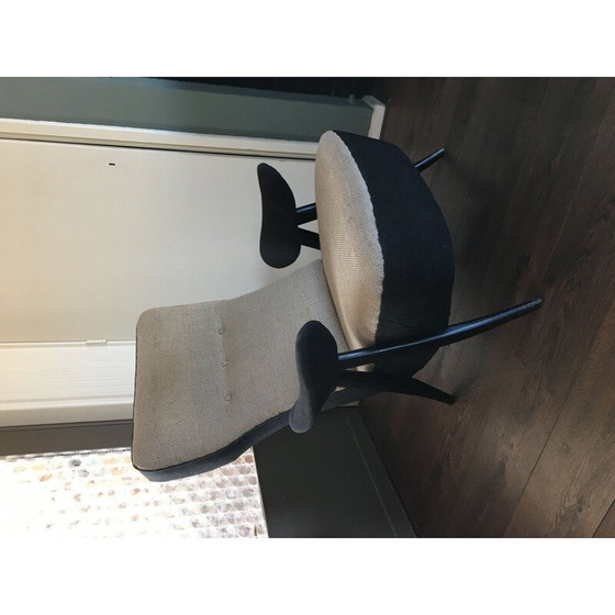 Image 1 of Miroir rond vintage avec cadre en cuir, 1960