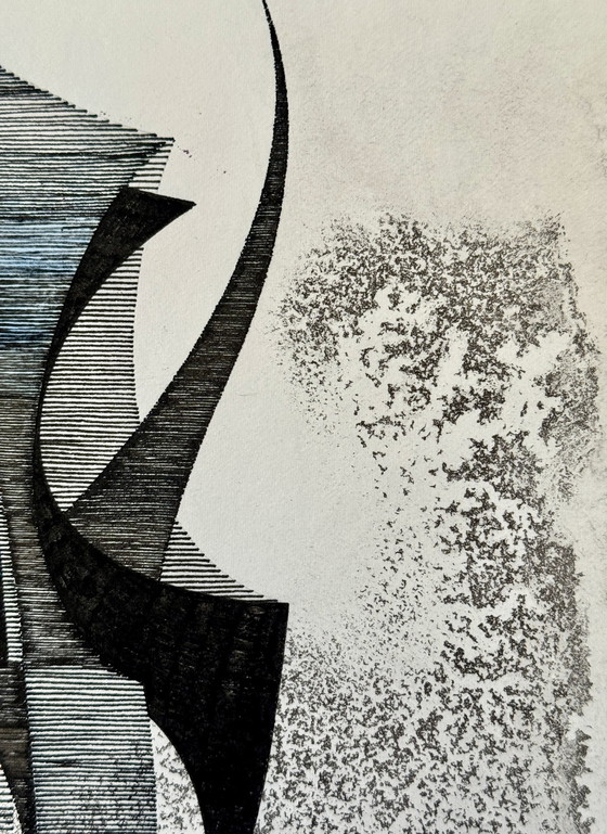 Image 1 of Eugene Eechaut 1928-2019 Très Beau Dessin Architecturale À L’Encre De Chine