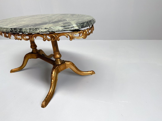 Image 1 of Table basse vintage en laiton et marbre, Mid Century, 1960S