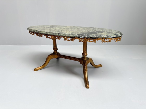 Image 1 of Table basse vintage en laiton et marbre, Mid Century, 1960S