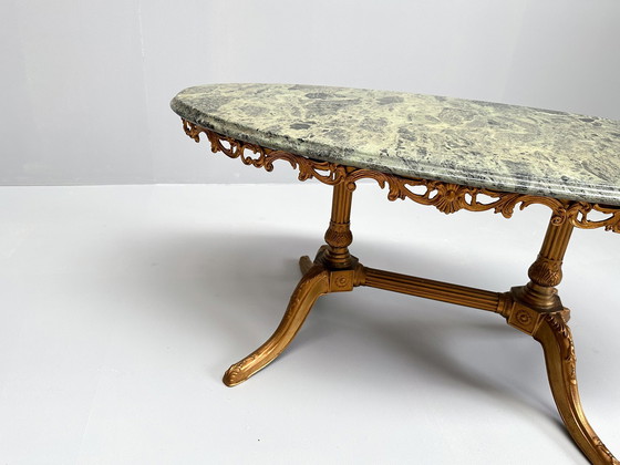 Image 1 of Table basse vintage en laiton et marbre, Mid Century, 1960S