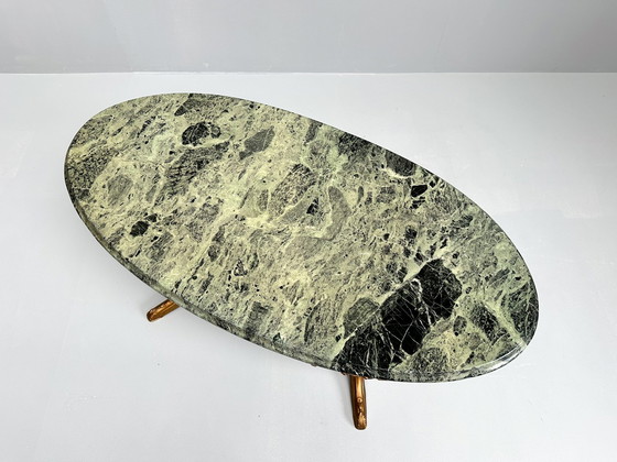 Image 1 of Table basse vintage en laiton et marbre, Mid Century, 1960S