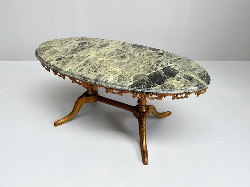 Table basse vintage en laiton et marbre, Mid Century, 1960S