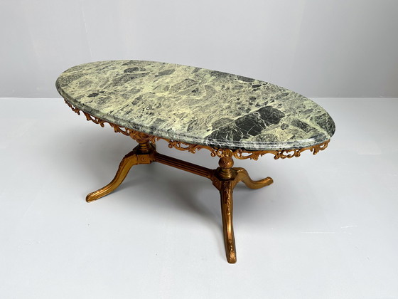 Image 1 of Table basse vintage en laiton et marbre, Mid Century, 1960S