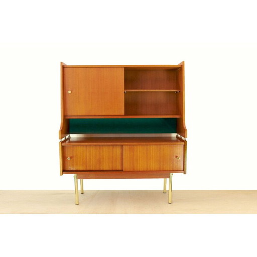 Buffet scandinave vintage en teck massif et laiton années 1950
