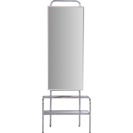 Image 1 of Miroir de coiffeuse vintage Bauhaus en acier chromé, Tchécoslovaquie, années 1930
