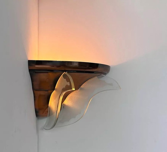 Image 1 of 2X Applique D’Angle Art Deco, Cuivre Et Verre, France 1930