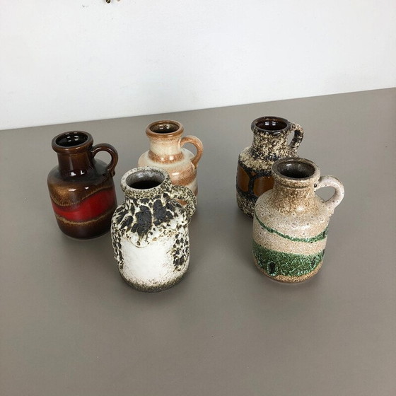 Image 1 of Ensemble de 5 vases vintage en céramique de Scheurich, Allemagne 1970
