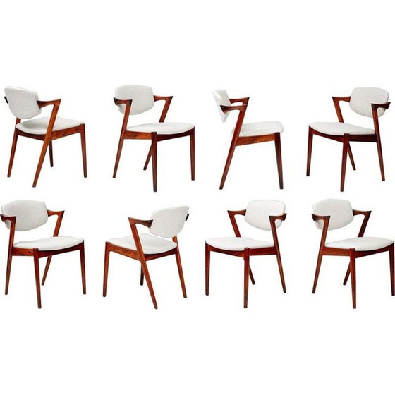 Image 1 of Ensemble de 8 chaises de salle à manger en palissandre modèle 42 de Kai Kristiansen, 1956