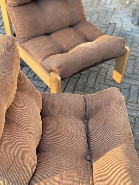 Image 1 of Fauteuils de salon vintage des années 70 en côtes