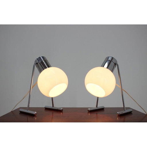 Paire de lampes de table chromées vintage par Napako, 1960