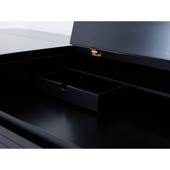 Image 1 of Commode vintage en laque noire et laiton de Pierre Cardin, 1980
