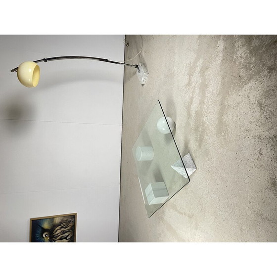 Image 1 of Table basse vintage en marbre Metafora avec plateau en verre, 1970