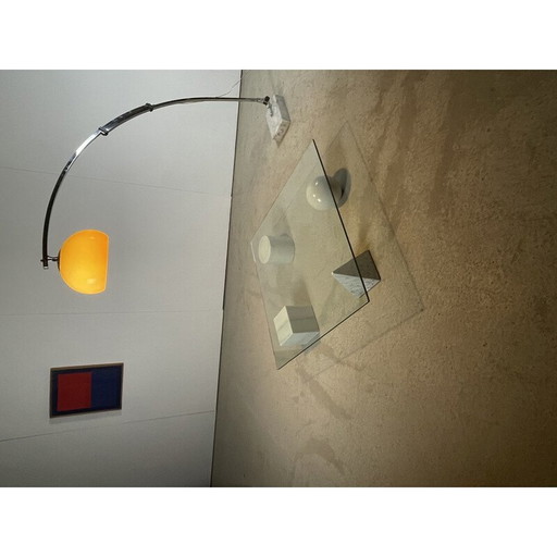 Table basse vintage en marbre Metafora avec plateau en verre, 1970