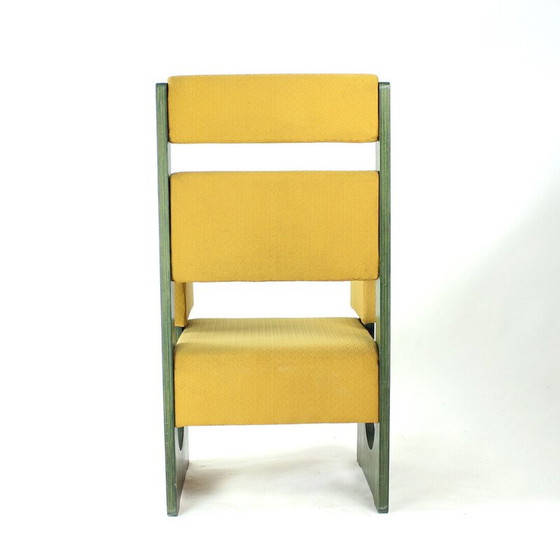 Image 1 of Fauteuil trône vintage en contreplaqué et tissu jaune, Tchécoslovaquie 1980