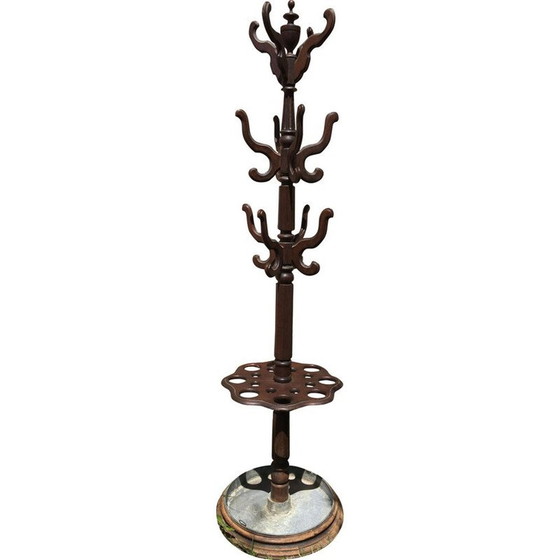 Image 1 of Porte-manteau vintage en chêne et zinc