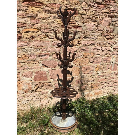 Image 1 of Porte-manteau vintage en chêne et zinc
