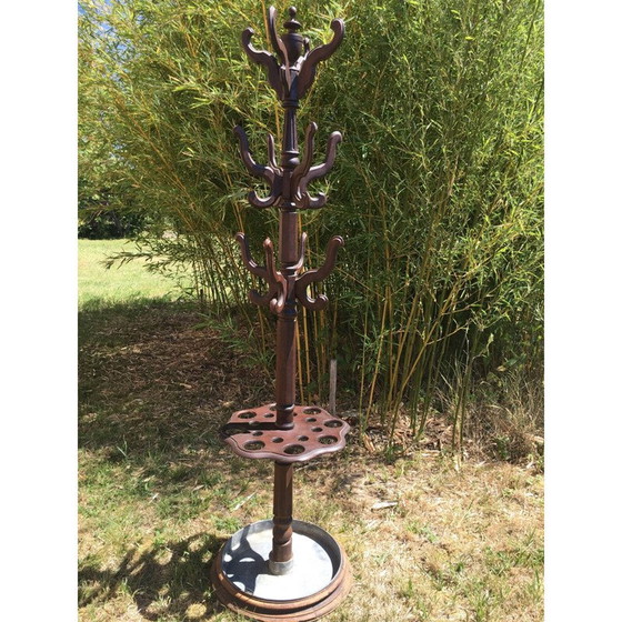 Image 1 of Porte-manteau vintage en chêne et zinc