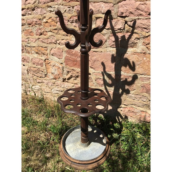 Image 1 of Porte-manteau vintage en chêne et zinc