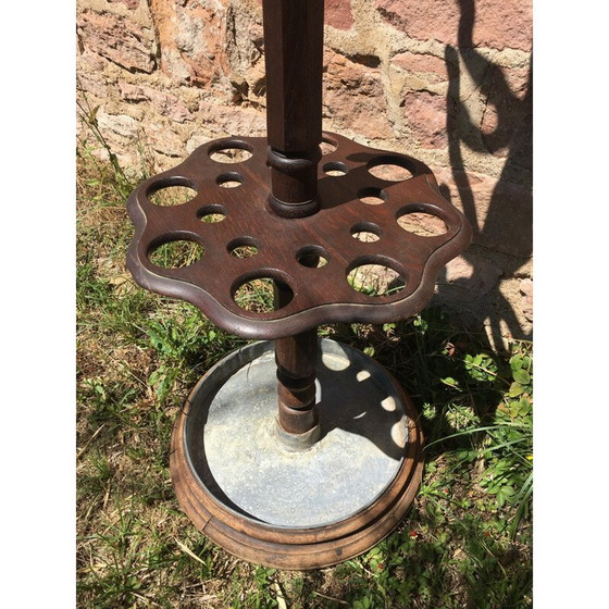 Image 1 of Porte-manteau vintage en chêne et zinc