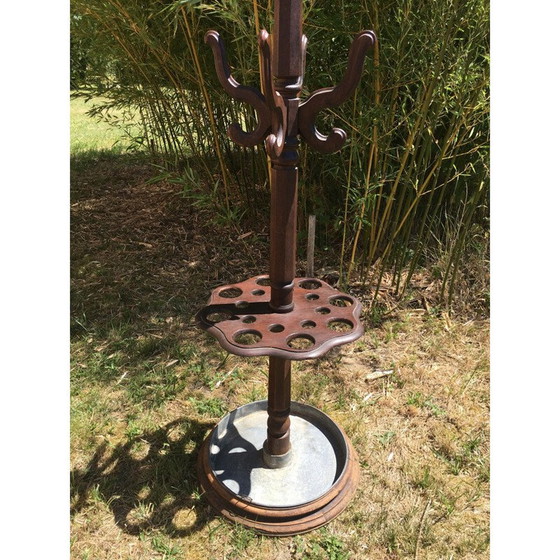 Image 1 of Porte-manteau vintage en chêne et zinc
