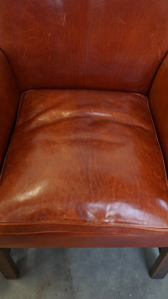 Image 1 of 4 X Chaise de salle à manger en cuir de boeuf avec accoudoirs