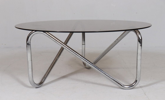 Image 1 of  Table basse française en acier tubulaire, Les années 1970