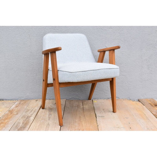 Fauteuil vintage bleu clair par Józef Chierowski pour lDolnoslaska Swiebodzice, Pologne 1960