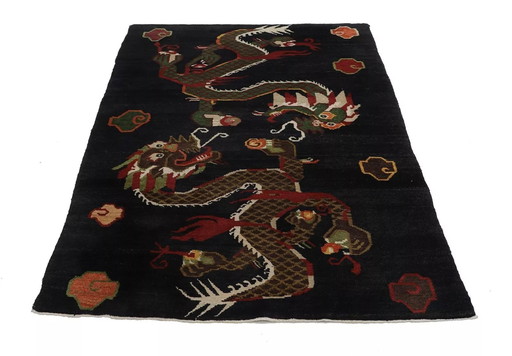 Original Ancien Dragon de Chine noué à la main Art Moderne 186 X 125 cm Top Condition