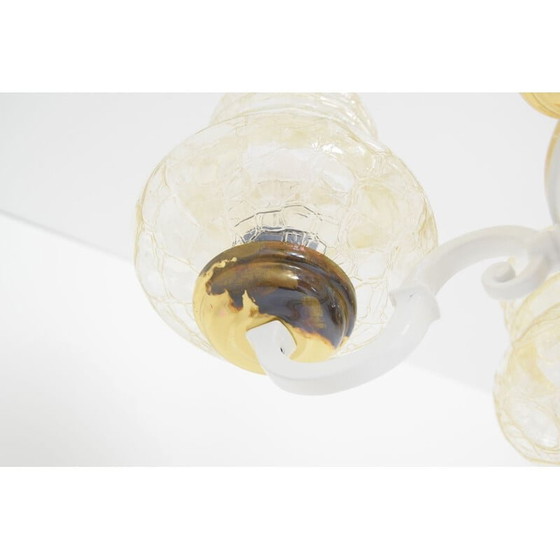 Image 1 of Lustre vintage en verre et métal, tchèque 1970