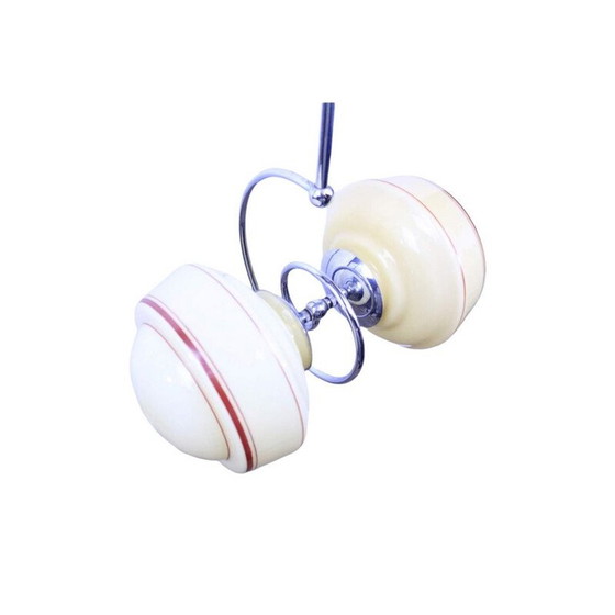 Image 1 of Suspension vintage en spirale avec deux globes, 1920