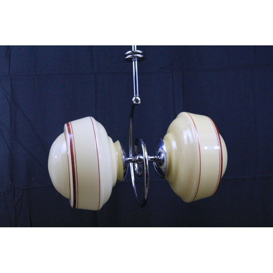 Image 1 of Suspension vintage en spirale avec deux globes, 1920