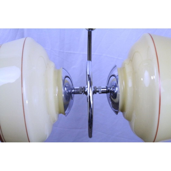 Image 1 of Suspension vintage en spirale avec deux globes, 1920