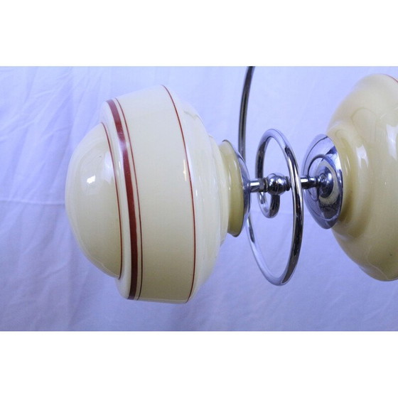 Image 1 of Suspension vintage en spirale avec deux globes, 1920