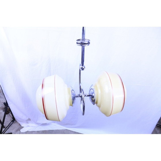 Image 1 of Suspension vintage en spirale avec deux globes, 1920