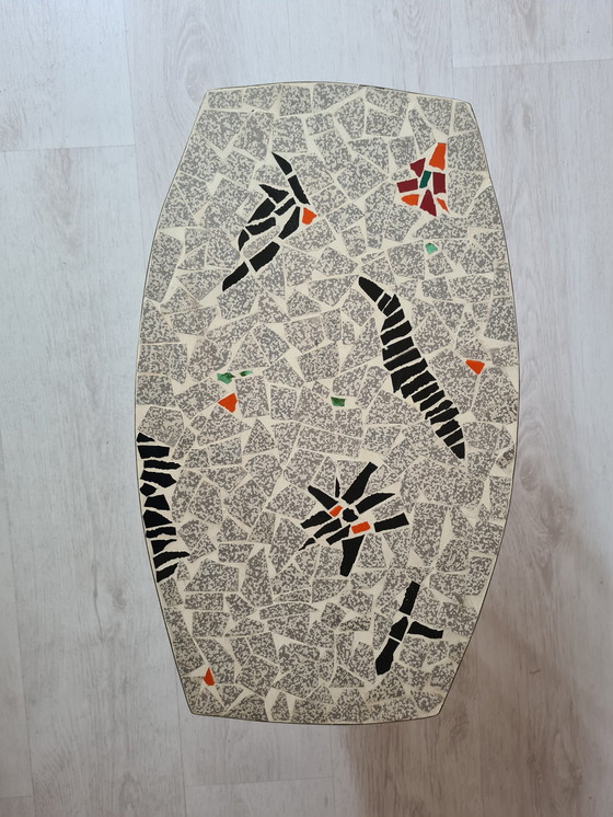 Image 1 of Table d'appoint vintage Mozaik en laiton des années 50
