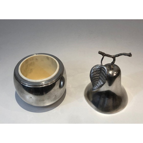 Image 1 of Seau à glace vintage en forme de poire, argenté et en plastique, Teghini Firenze, 1970