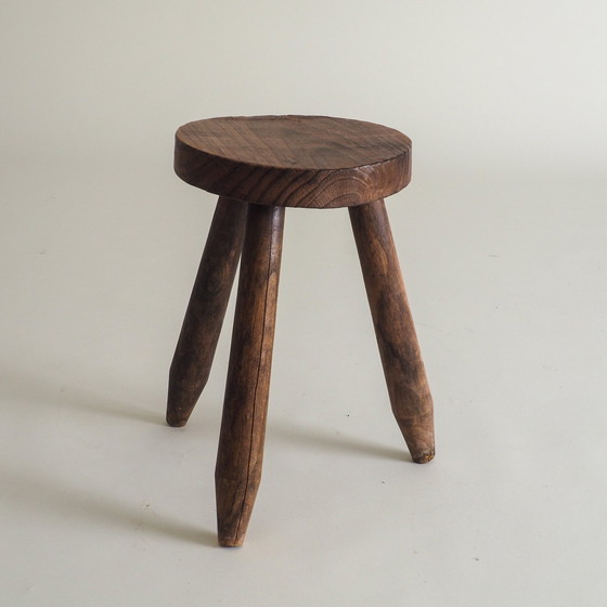 Image 1 of Tabouret tripode brutaliste français
