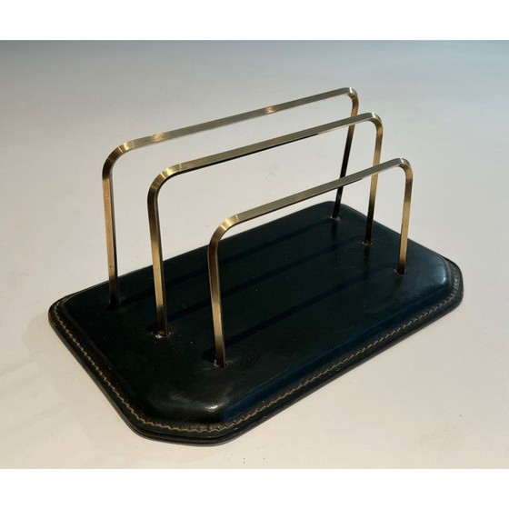 Image 1 of Porte-revues vintage en cuir matelassé, France 1950