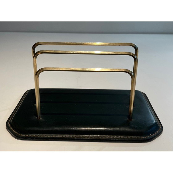 Image 1 of Porte-revues vintage en cuir matelassé, France 1950