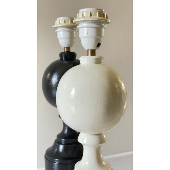 Image 1 of Paire de pieds de lampe en bois tourné, 1970