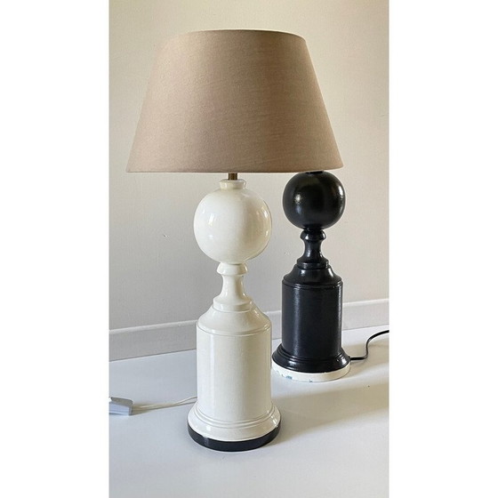 Image 1 of Paire de pieds de lampe en bois tourné, 1970
