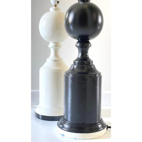 Image 1 of Paire de pieds de lampe en bois tourné, 1970