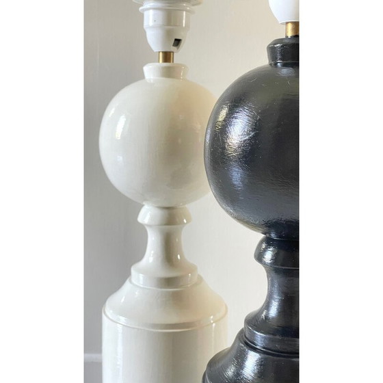 Image 1 of Paire de pieds de lampe en bois tourné, 1970
