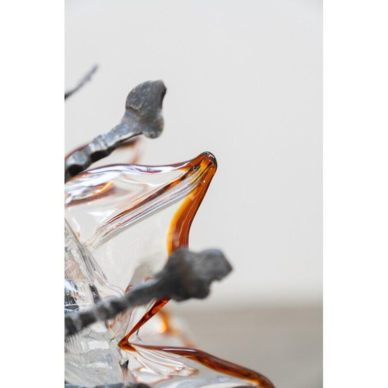 Image 1 of Lampadaire vintage en verre soufflé de Murano et métal pour Mazzega, Italie 1960