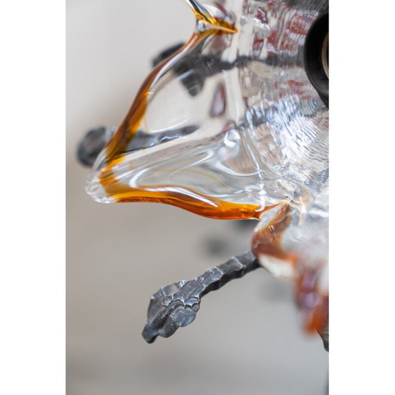 Image 1 of Lampadaire vintage en verre soufflé de Murano et métal pour Mazzega, Italie 1960
