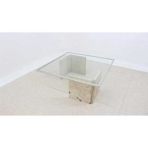 Image 1 of Table basse vintage en marbre et verre, Italie 1970