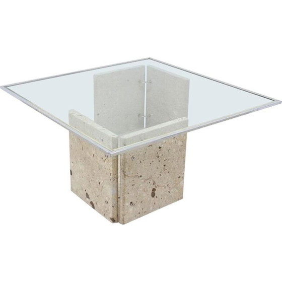 Image 1 of Table basse vintage en marbre et verre, Italie 1970